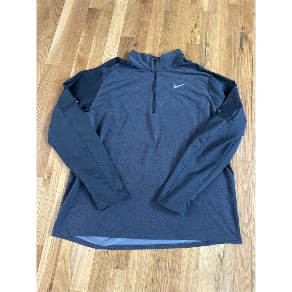 Nike Running Jacket Men's Size XXL Black Dri Fit 1/4‎ Zip Pullover Thumbhole 2XL